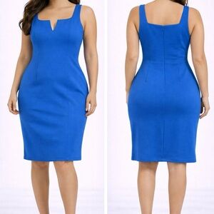 NWT Derek Heart Blue Bodycon Dress XL Knee Length Fitted Stretch